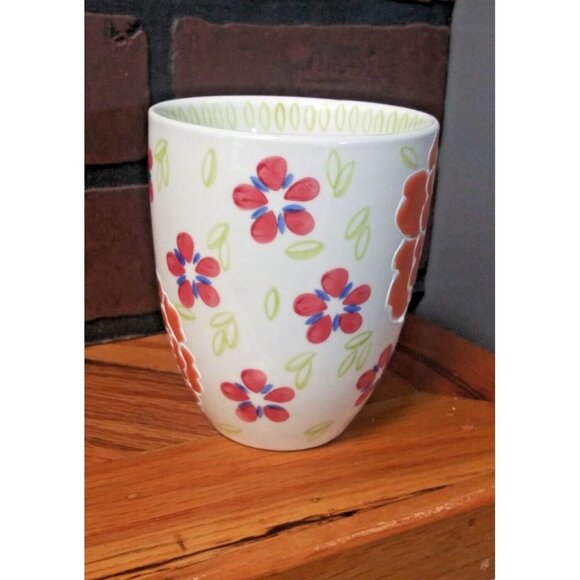 Dutch Wax Coastline Imports Hand Painted Ceramic Coffee Cup Mug Floral Design - Picture 3 of 9